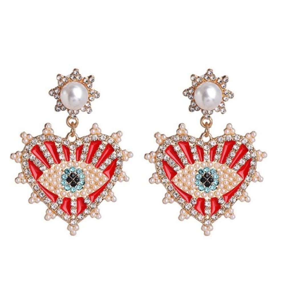 Heart Shaped Eye Earrings